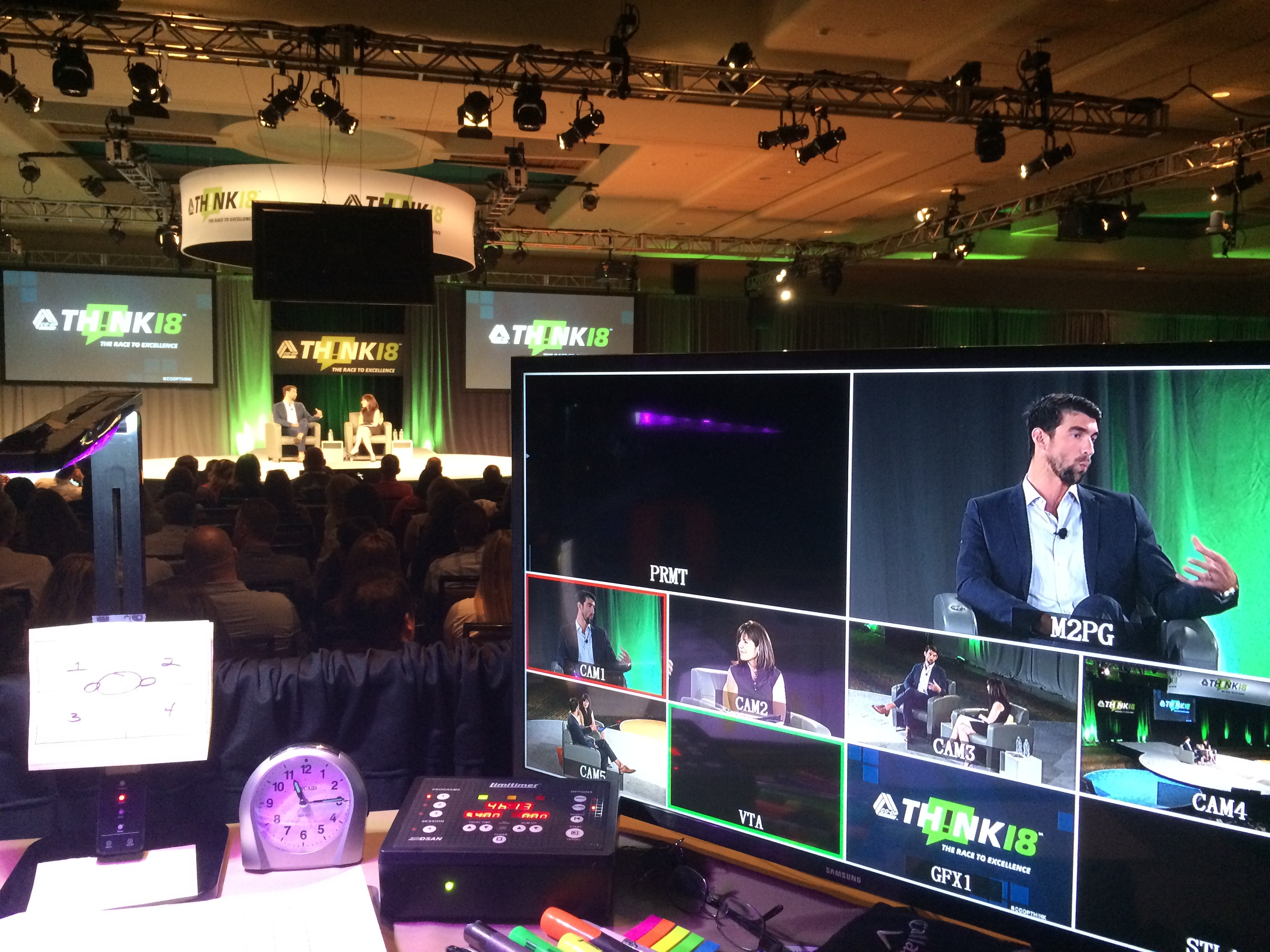Production monitor and stage management at work